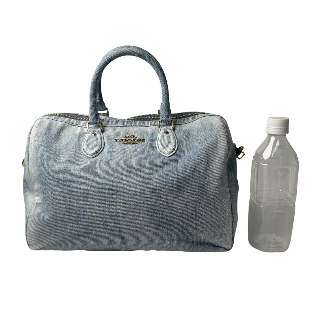 美品 コーチ COACH ローアン ラージ サッチェル バッグ・ラブド デニム CDY75 2way ショルダーバッグ ハンドバッグ 斜めがけ クロスボディ レディース