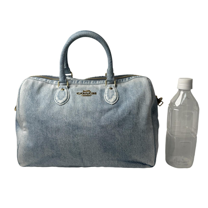 美品 コーチ COACH ローアン ラージ サッチェル バッグ・ラブド デニム CDY75 2way ショルダーバッグ ハンドバッグ 斜めがけ クロスボディ レディース