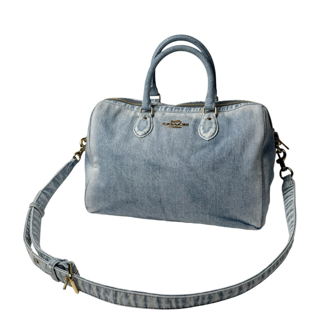 美品 コーチ COACH ローアン ラージ サッチェル バッグ・ラブド デニム CDY75 2way ショルダーバッグ ハンドバッグ 斜めがけ クロスボディ レディース