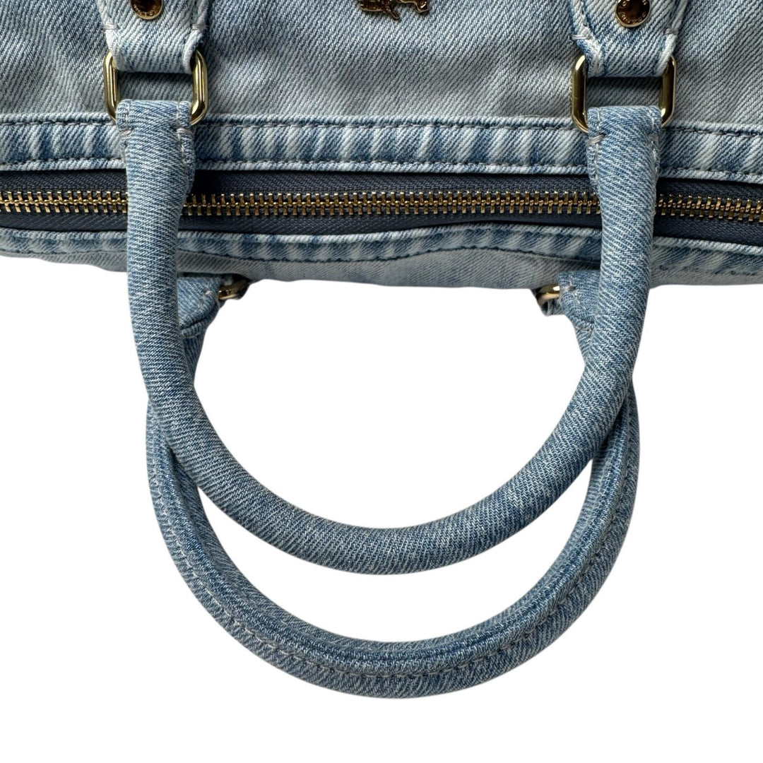 美品 コーチ COACH ローアン ラージ サッチェル バッグ・ラブド デニム CDY75 2way ショルダーバッグ ハンドバッグ 斜めがけ クロスボディ レディース