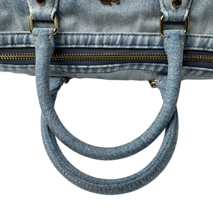 美品 コーチ COACH ローアン ラージ サッチェル バッグ・ラブド デニム CDY75 2way ショルダーバッグ ハンドバッグ 斜めがけ クロスボディ レディース