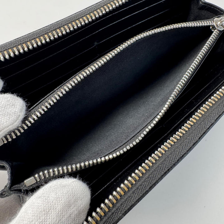 メゾンマルジェラ Maison Margiela L字ラウンドファスナー 4ステッチ レザー 長財布 ブラック S35UI0431 メンズ