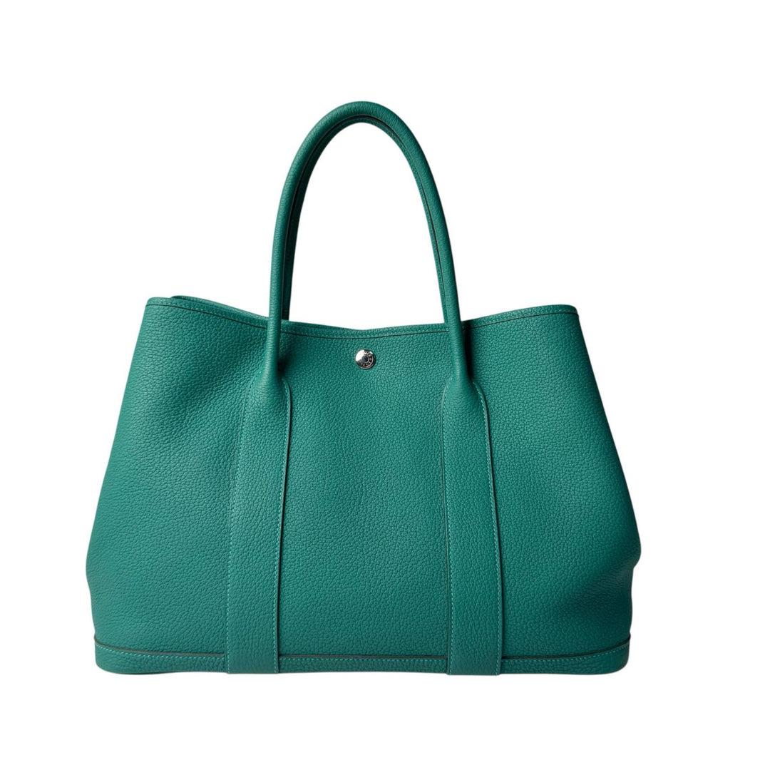美品 エルメス HERMES ガーデンパーティ PM 36 マラカイト D刻印 ハンドバッグ レディース