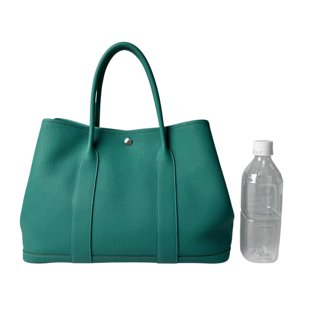 美品 エルメス HERMES ガーデンパーティ PM 36 マラカイト D刻印 ハンドバッグ レディース