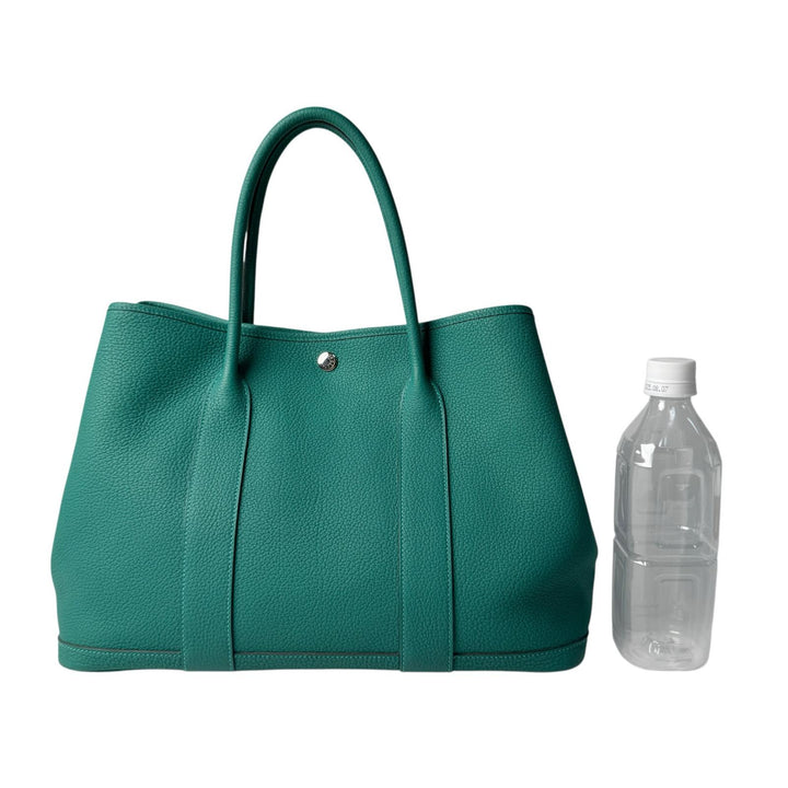 美品 エルメス HERMES ガーデンパーティ PM 36 マラカイト D刻印 ハンドバッグ レディース