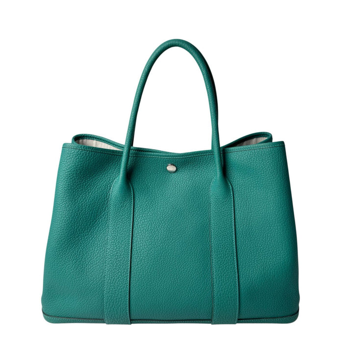 美品 エルメス HERMES ガーデンパーティ PM 36 マラカイト D刻印 ハンドバッグ レディース