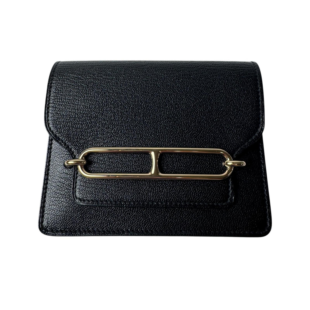 美品 エルメス HERMES ルリ スリムウォレット ブラック コインケース GD金具 U刻印 レディース
