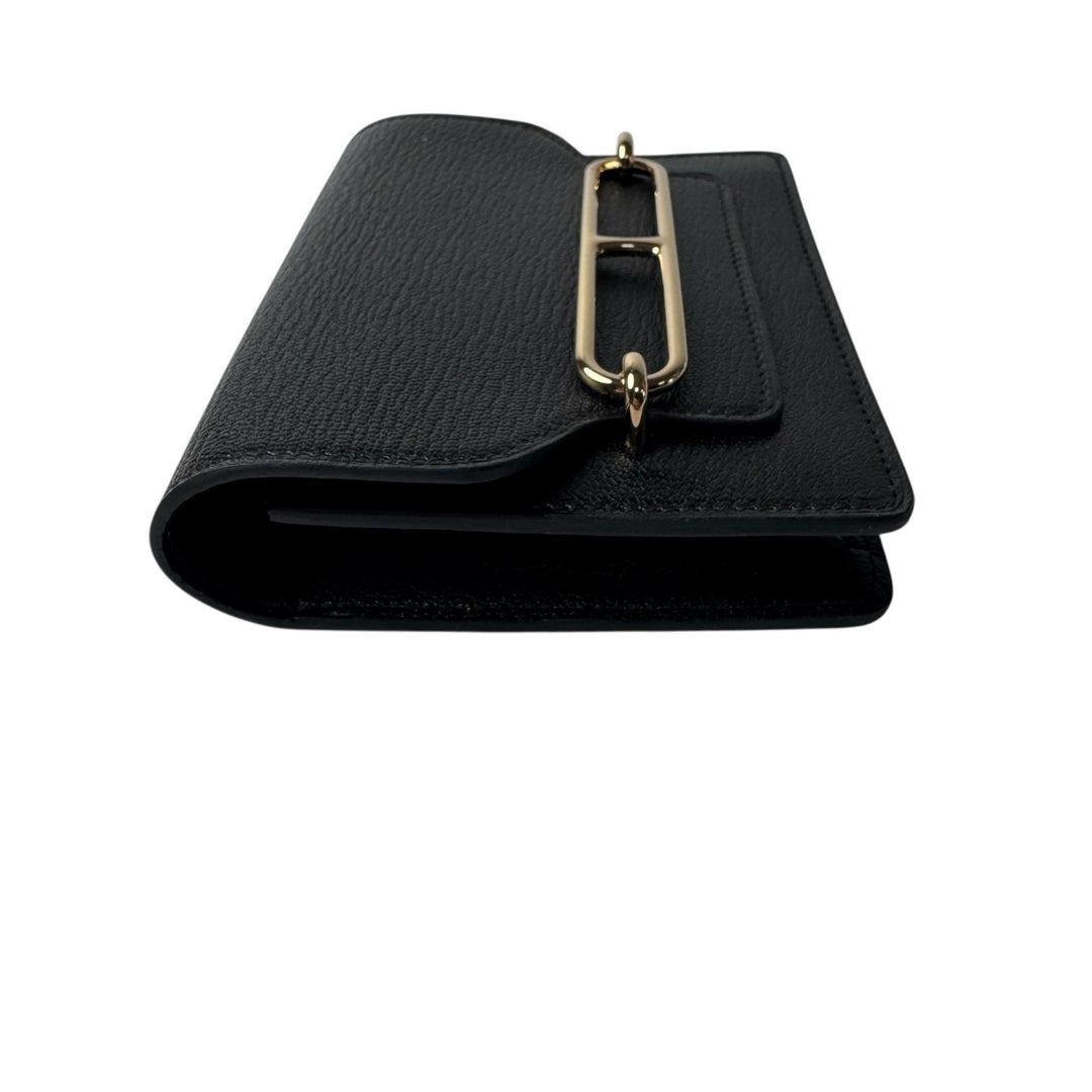 美品 エルメス HERMES ルリ スリムウォレット ブラック コインケース GD金具 U刻印 レディース