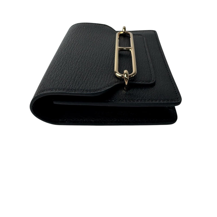 美品 エルメス HERMES ルリ スリムウォレット ブラック コインケース GD金具 U刻印 レディース
