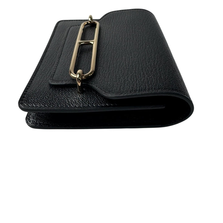 美品 エルメス HERMES ルリ スリムウォレット ブラック コインケース GD金具 U刻印 レディース