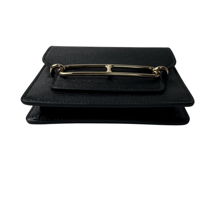美品 エルメス HERMES ルリ スリムウォレット ブラック コインケース GD金具 U刻印 レディース