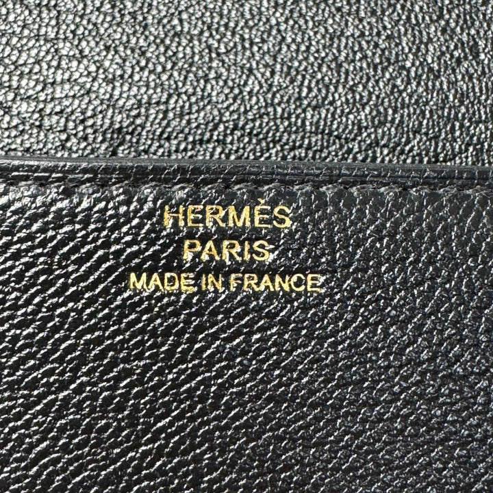 美品 エルメス HERMES ルリ スリムウォレット ブラック コインケース GD金具 U刻印 レディース