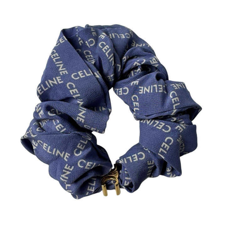 セリーヌ CELINE シュシュ ブルー シルク レディース