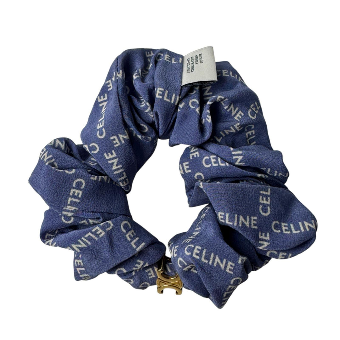 セリーヌ CELINE シュシュ ブルー シルク レディース