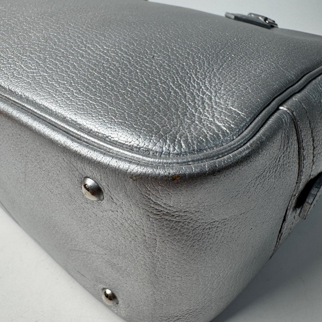 エルメス HERMES ミニ プリュム 20 オリンピック限定 ハンドバッグ シルバー H刻印 レディース