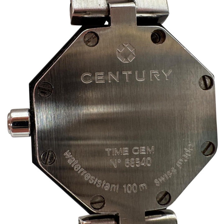 美品 CENTURY センチュリー タイムジェム 黒文字盤 SS クォーツ レディース