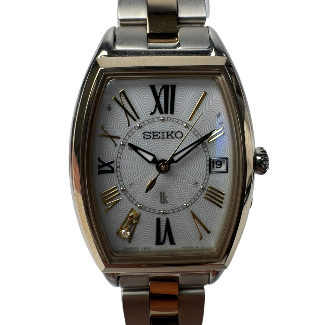 美品 セイコー SEIKO ルキア 1B32-0AJ0 シルバー文字盤 ソーラー レディース