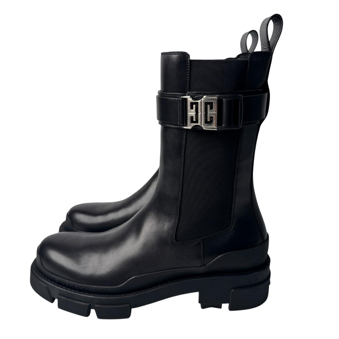 美品 ジバンシィ Givenchy 4Gバックル テラ チェルシーサイドゴアレザーブーツ #41 BH603KH1BU メンズ