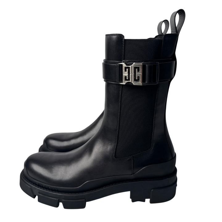 美品 ジバンシィ Givenchy 4Gバックル テラ チェルシーサイドゴアレザーブーツ #41 BH603KH1BU メンズ