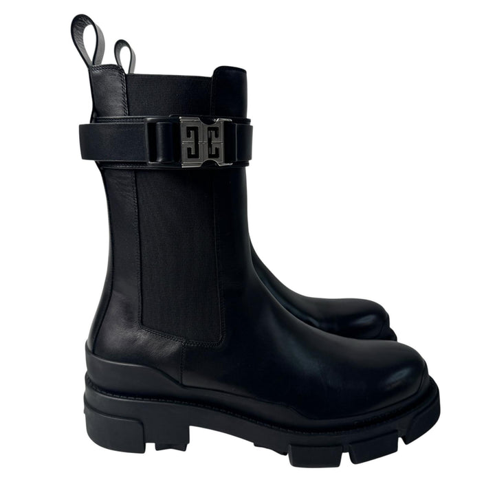 美品 ジバンシィ Givenchy 4Gバックル テラ チェルシーサイドゴアレザーブーツ #41 BH603KH1BU メンズ