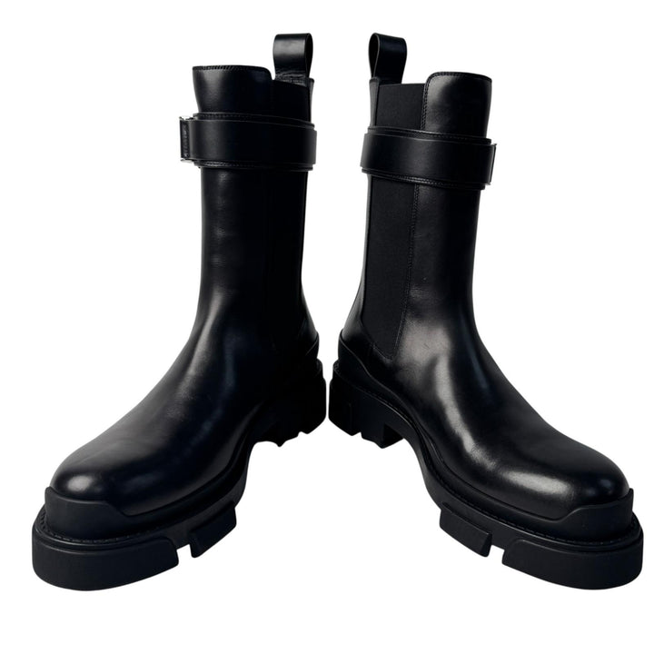 美品 ジバンシィ Givenchy 4Gバックル テラ チェルシーサイドゴアレザーブーツ #41 BH603KH1BU メンズ