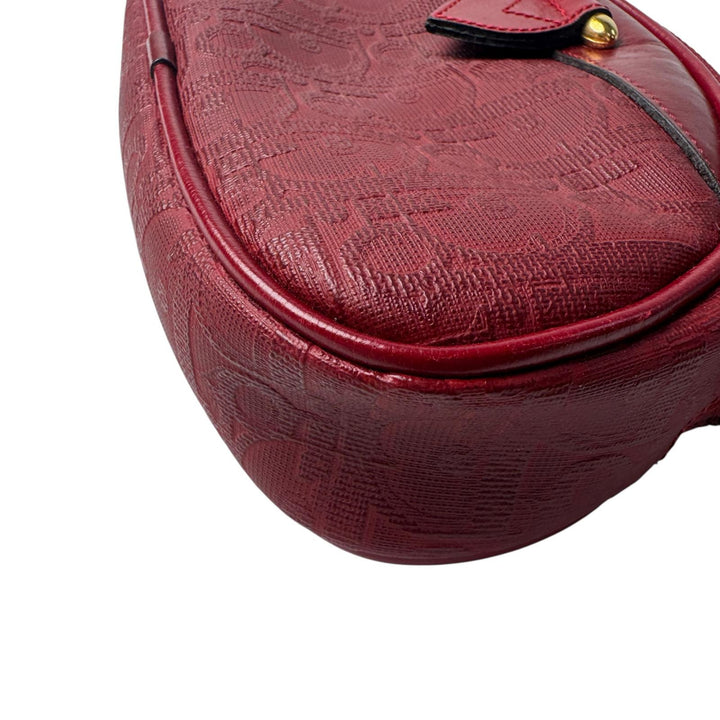 美品 クリスチャンディオール Christian Dior トロッター ミニ ハンドバッグ レッド