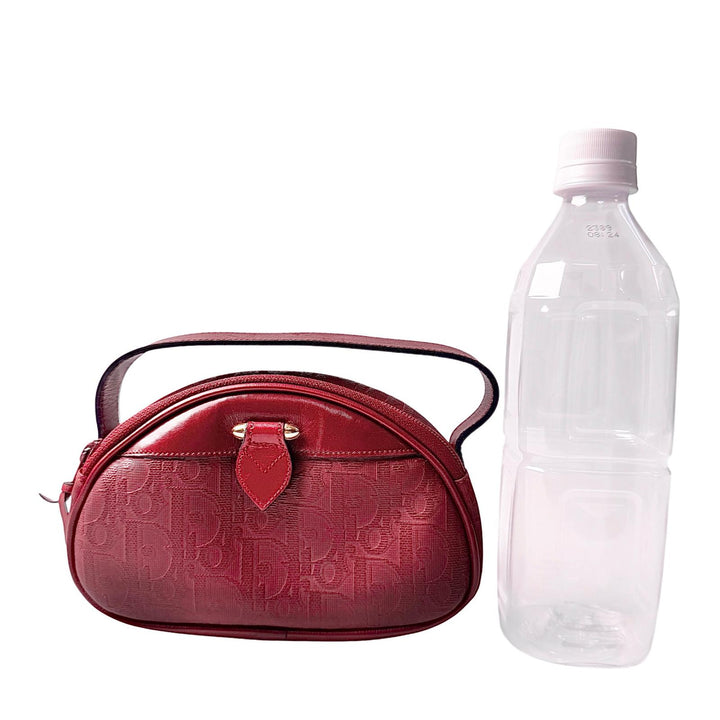美品 クリスチャンディオール Christian Dior トロッター ミニ ハンドバッグ レッド
