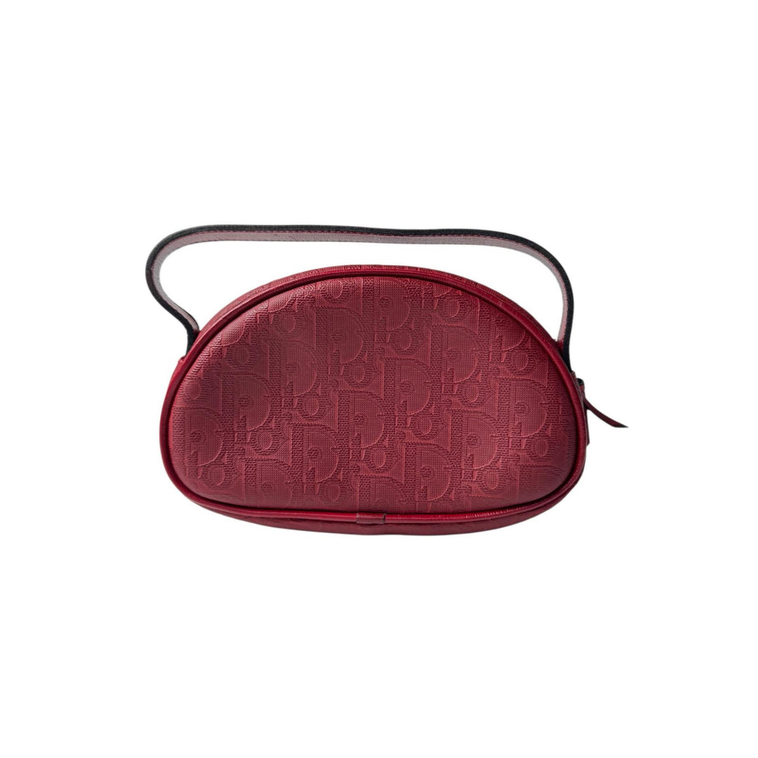 美品 クリスチャンディオール Christian Dior トロッター ミニ ハンドバッグ レッド