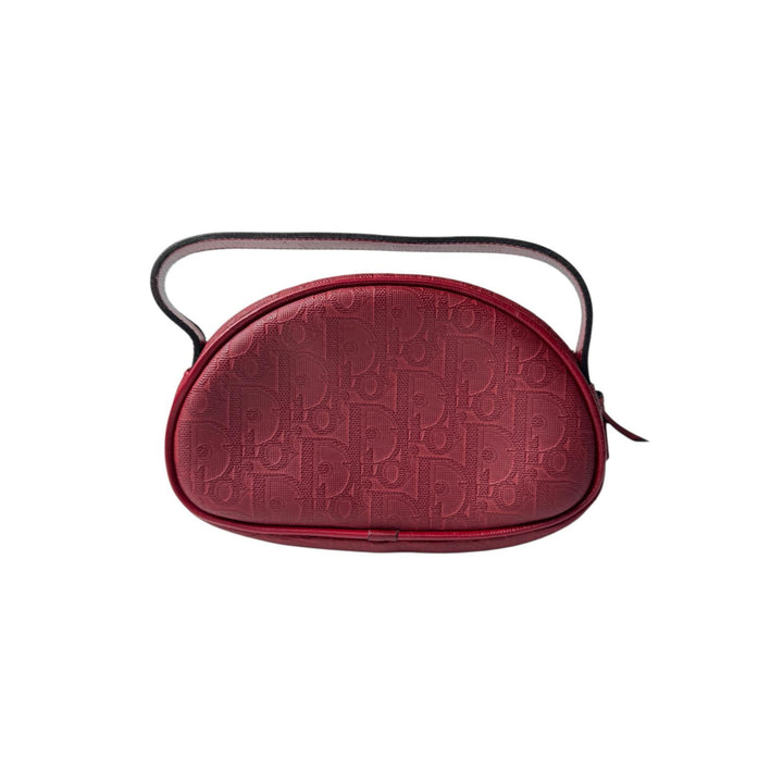美品 クリスチャンディオール Christian Dior トロッター ミニ ハンドバッグ レッド