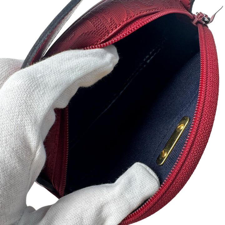 美品 クリスチャンディオール Christian Dior トロッター ミニ ハンドバッグ レッド