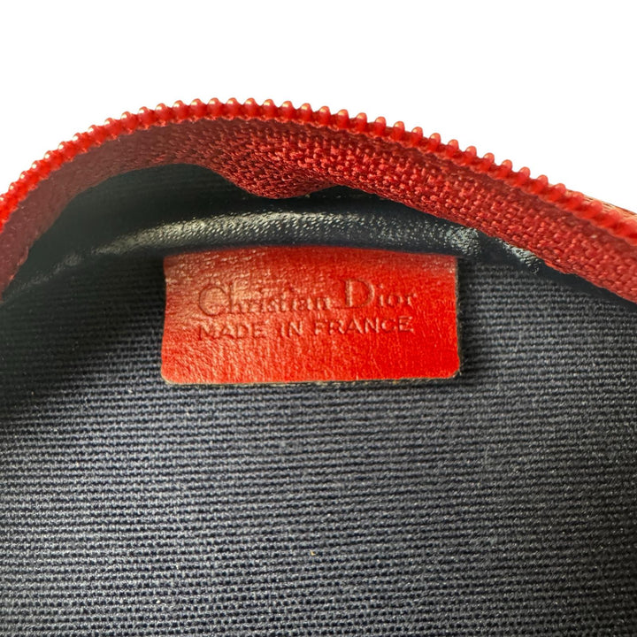 美品 クリスチャンディオール Christian Dior トロッター ミニ ハンドバッグ レッド