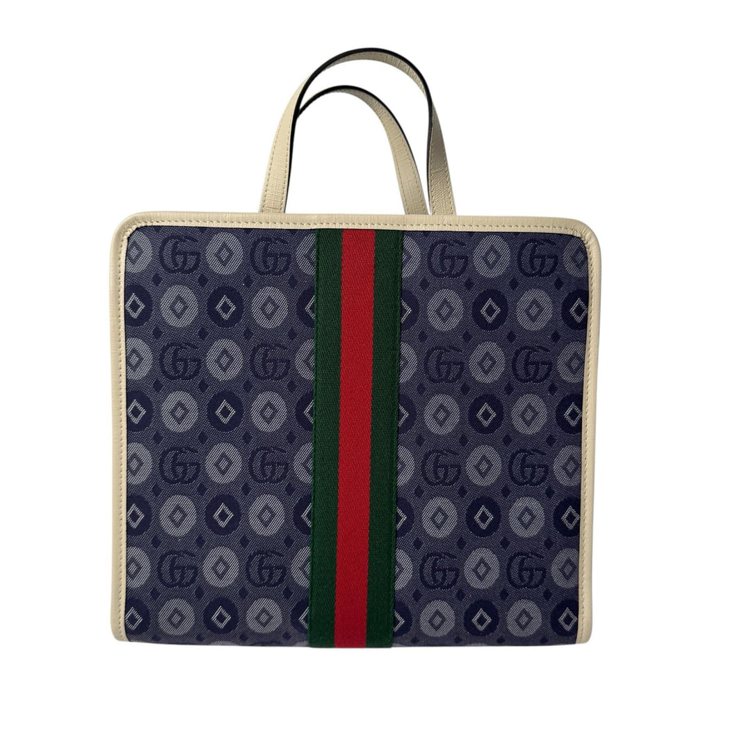 美品 グッチ GUCCI ダブルG デニムキャンバス トートバッグ 605614 レディース