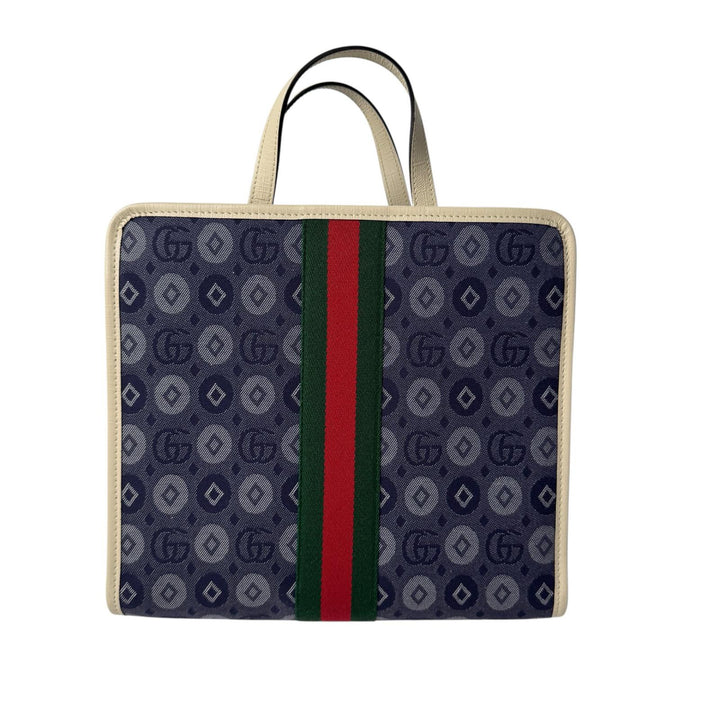 美品 グッチ GUCCI ダブルG デニムキャンバス トートバッグ 605614 レディース
