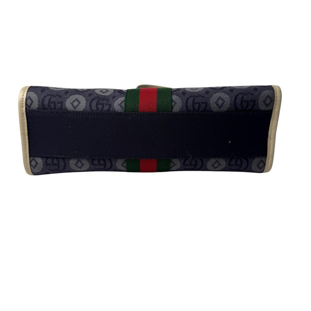 美品 グッチ GUCCI ダブルG デニムキャンバス トートバッグ 605614 レディース