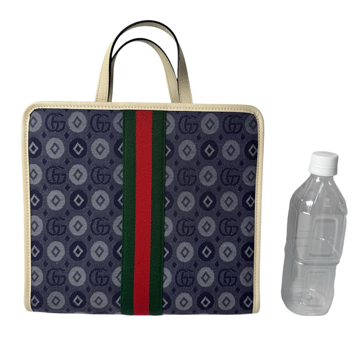 美品 グッチ GUCCI ダブルG デニムキャンバス トートバッグ 605614 レディース