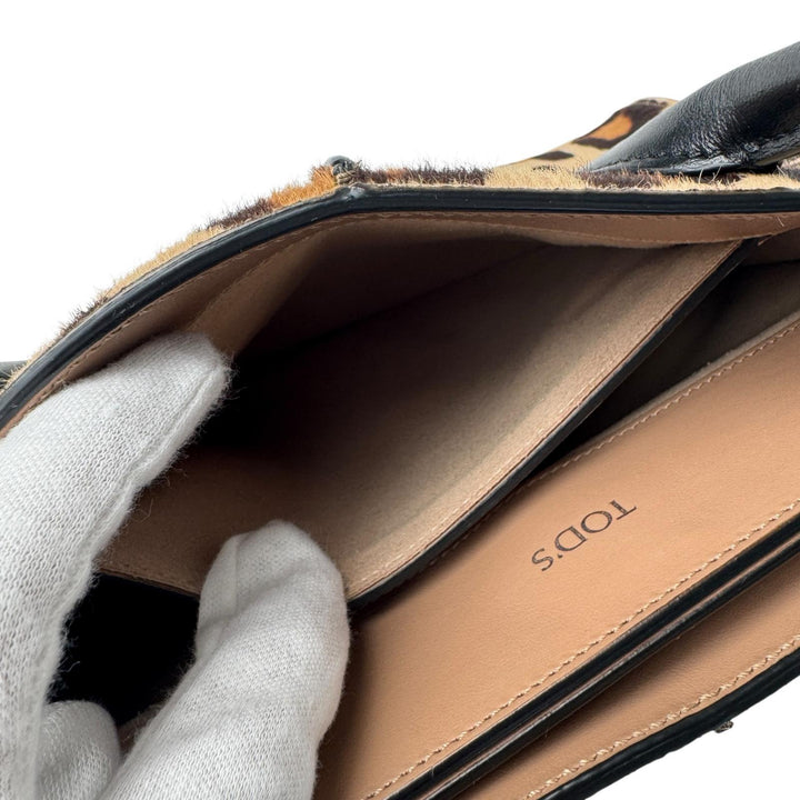 トッズ TOD's HOLLY 2way ハンドバッグ ショルダーバッグ レオパード柄 ハラコ 斜めがけ クロスボディ レディース