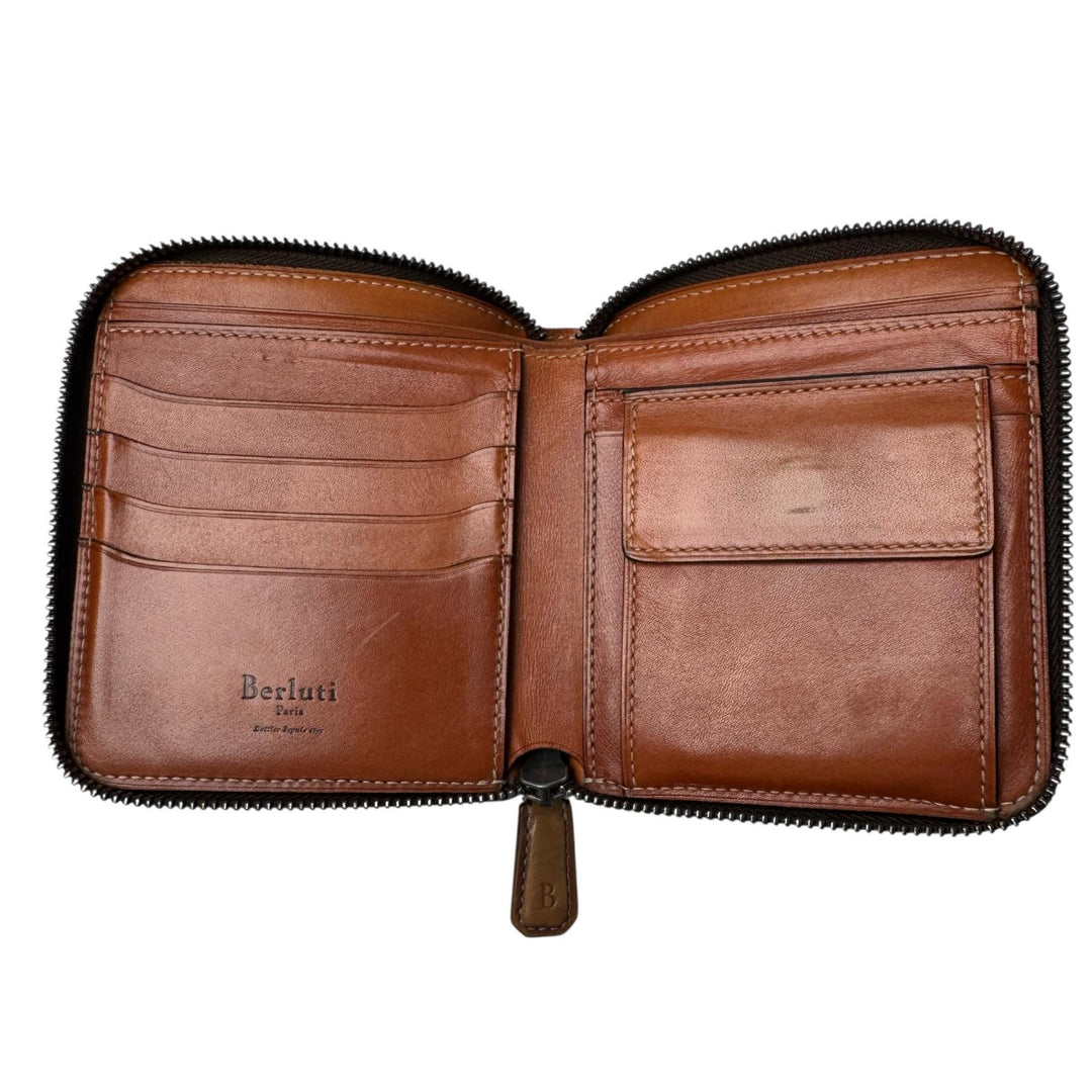 ベルルッティ Berluti カリグラフィ レザー ジップ付き 折り財布 メンズ