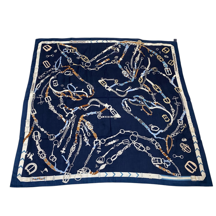 美品 エルメス HERMES レディース カレジェアン シュヴォーデシェネ 140 スカーフ バンダナ