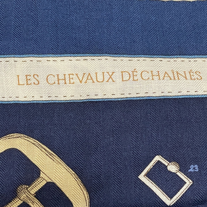 美品 エルメス HERMES レディース カレジェアン シュヴォーデシェネ 140 スカーフ バンダナ