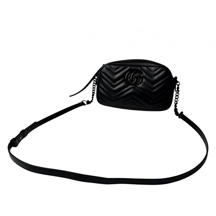 美品 グッチ GUCCI GGマーモント ショルダーバッグ ソーブラック 447632 斜めがけ クロスボディ レディース