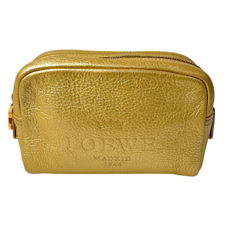 ロエベ LOEWE ポーチ ヘリテージ ゴールド レザー コスメポーチ 小物入れ レディース