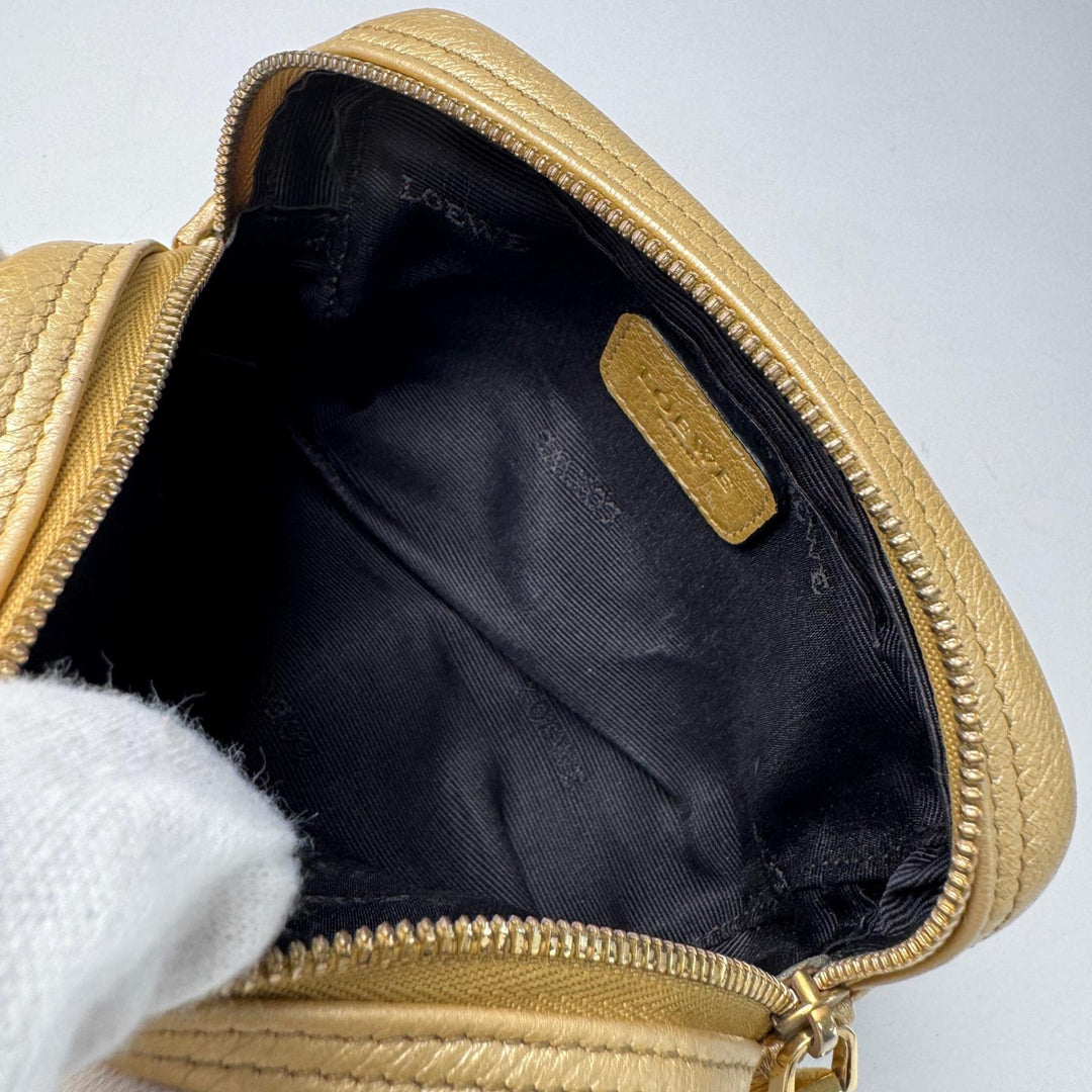 ロエベ LOEWE ポーチ ヘリテージ ゴールド レザー コスメポーチ 小物入れ レディース