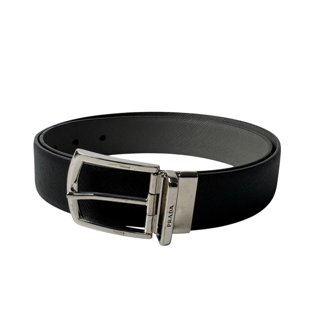 プラダ PRADA サフィアーノレザー リバーシブルベルト 90/36 ブラック メンズ