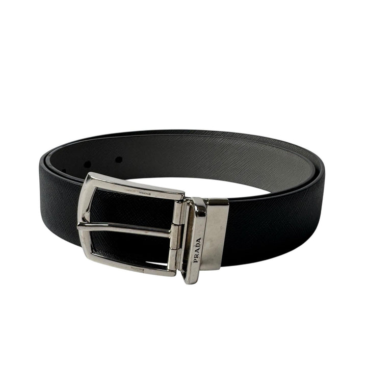 プラダ PRADA サフィアーノレザー リバーシブルベルト 90/36 ブラック メンズ