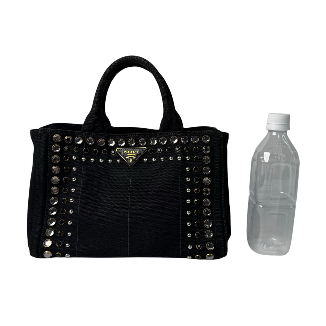 プラダ PRADA カナパ ビジュー スタッズ 2WAY トートバッグ ショルダーバッグ 斜めがけ クロスボディ レディース