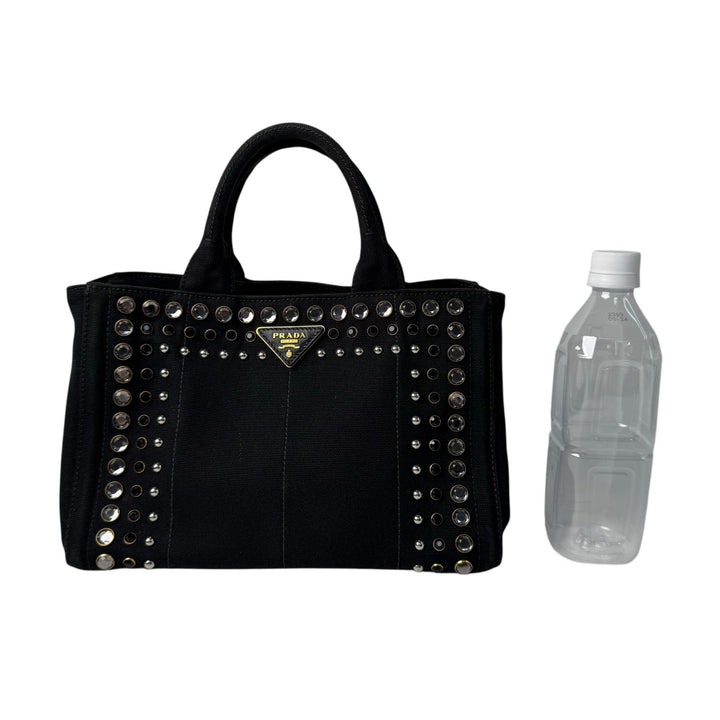 プラダ PRADA カナパ ビジュー スタッズ 2WAY トートバッグ ショルダーバッグ 斜めがけ クロスボディ レディース