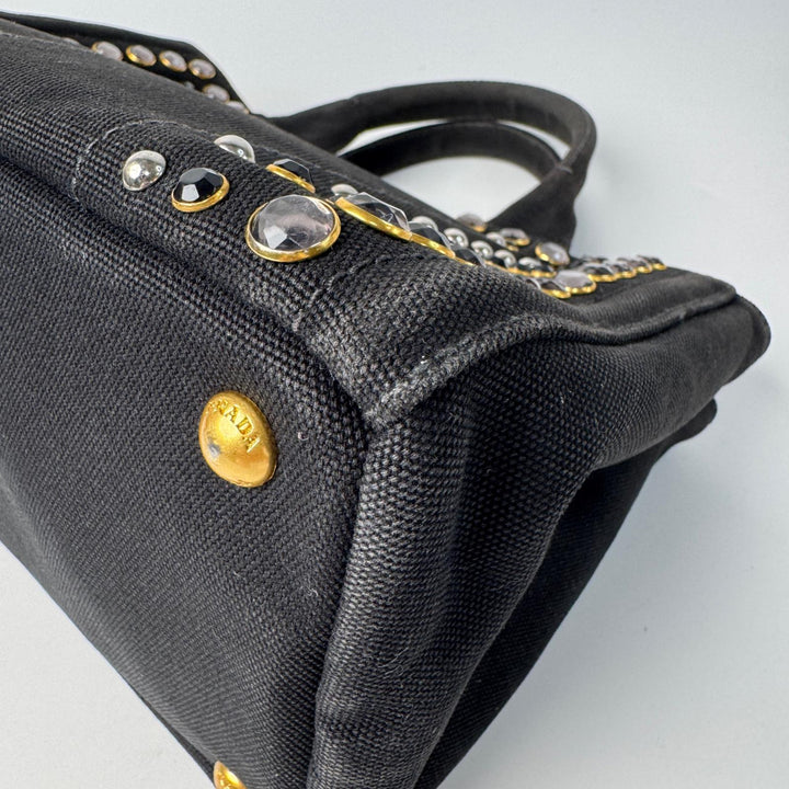 プラダ PRADA カナパ ビジュー スタッズ 2WAY トートバッグ ショルダーバッグ 斜めがけ クロスボディ レディース