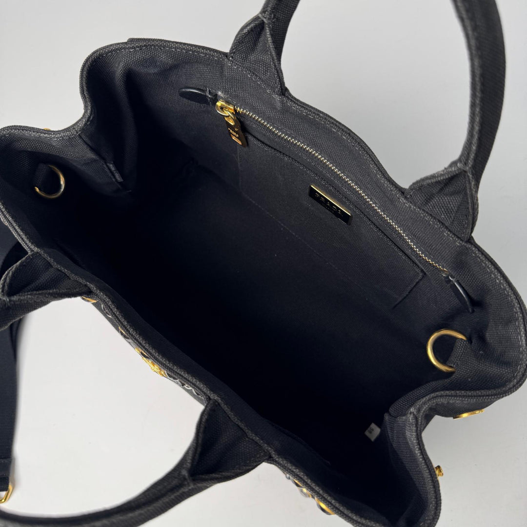 プラダ PRADA カナパ ビジュー スタッズ 2WAY トートバッグ ショルダーバッグ 斜めがけ クロスボディ レディース
