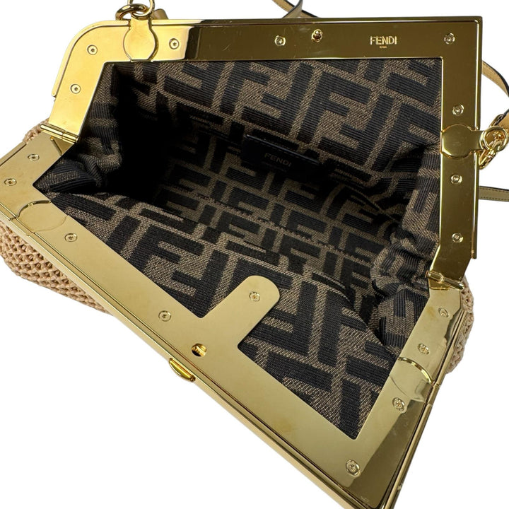 フェンディ FENDI ファースト スモール クラッチバッグ 2way ショルダーバッグ ラフィア 8PB129 レディース 斜めがけ クロスボディ