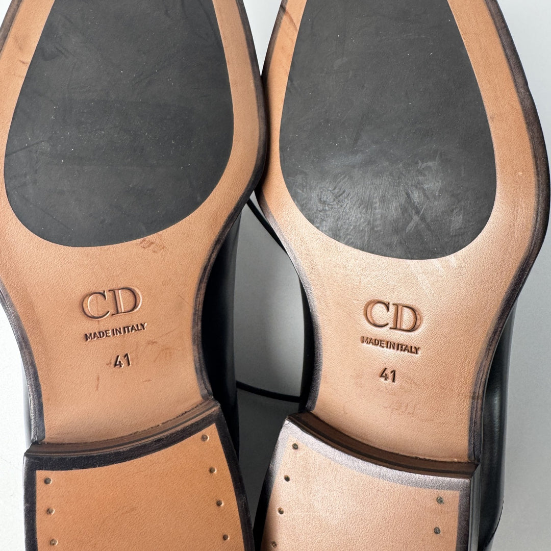 美品 ディオール オム DIOR オブリーグ ビジネスシューズ レザーシューズ ブラック #41 メンズ